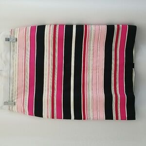Talbots Pencil Skirt Pink Ribbon Striped Women's Career Lined size 2